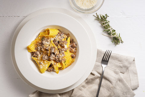piatto di paesane con salsiccia e cognac