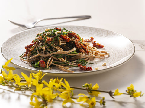 piatto di spaghetti Hammurabi con agretti
