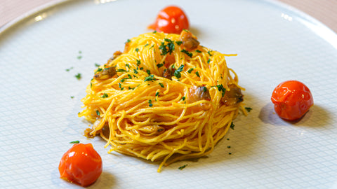 Tagliolini all'uovo La Pasta di Camerino con vongole e pomodorini