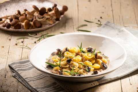Tortellini con "Vitellone Bianco dell'Appennino Centrale IGP" con funghi