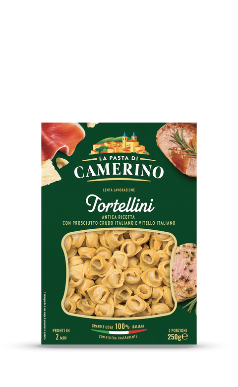 Tortellini antica ricetta con prosciutto crudo italiano e vitello italiano